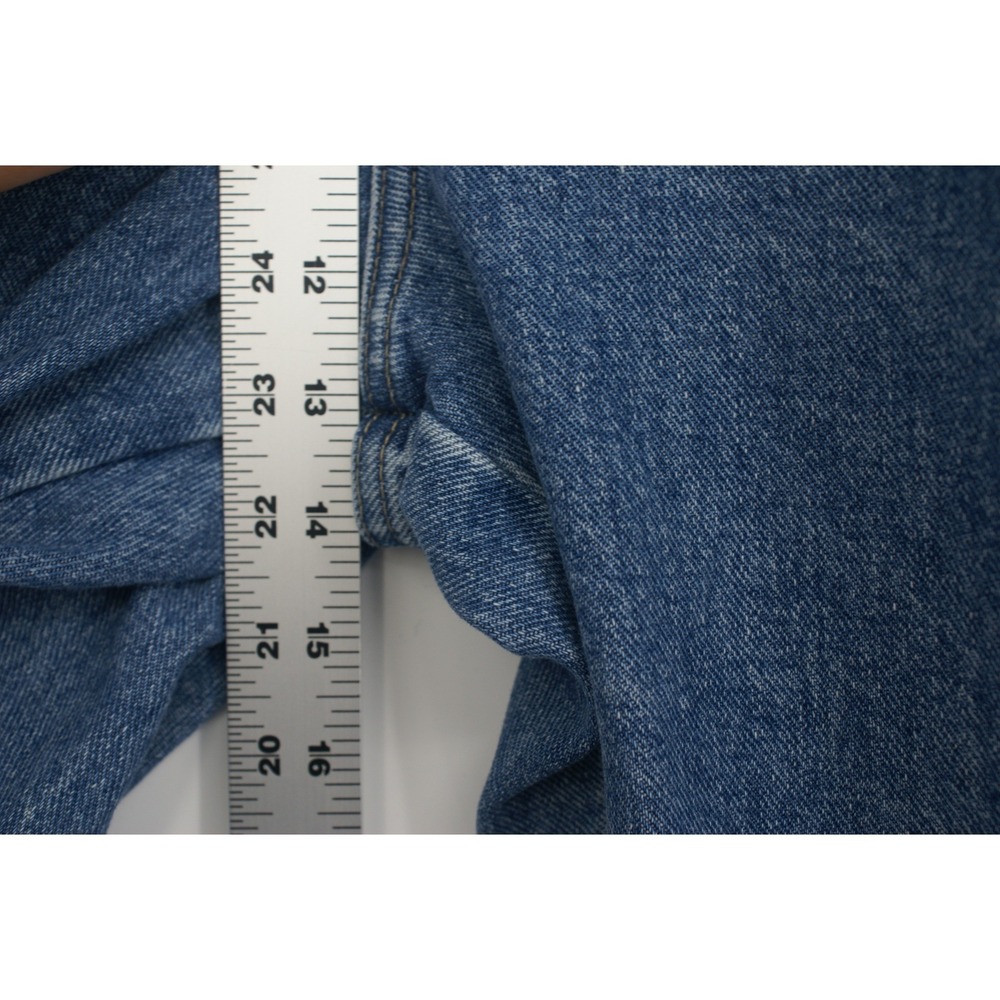 Venezia Jeans Denim Straight Leg Floral Embroidered Velvet Trim Hem 90s Vintage - Picture 7 of 11